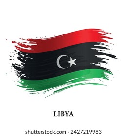 Bandera del grunge de Libia, fondo del vector del trazo del pincel 