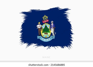 Grunge flag of Maine, vector abstract grunge brushed flag of Maine on gray background.