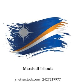 Grunge flag of Marshall Islands, brush stroke vector background 