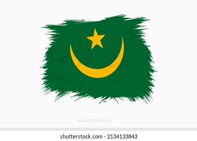 Grunge flag of Mauritania, vector abstract grunge brushed flag of Mauritania on gray background.