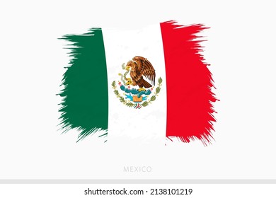 Bandera de Grunge de México, abanderada abrupta vectorial de México sobre fondo gris.