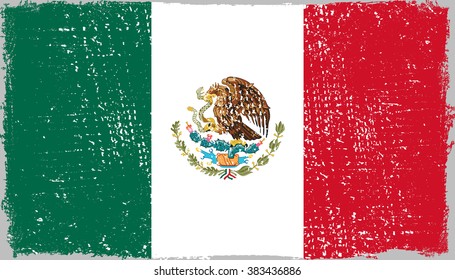 Grunge flag of Mexico.Vector illustration.