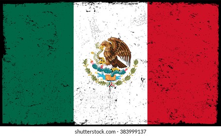 Grunge flag of Mexico.Vector illustration.