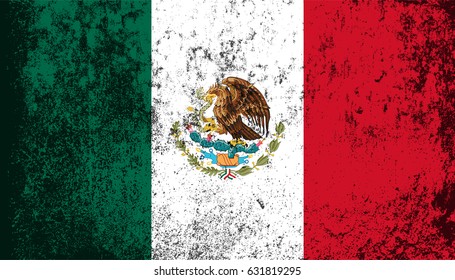 Grunge flag of Mexico.Vector flag of Mexico.