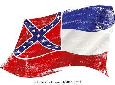 A grunge flag of Mississippi in the wind 