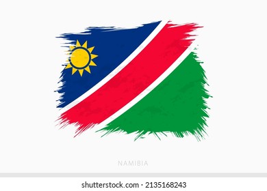 Bandera gruesa de Namibia, abanderada abrupta vectorial de Namibia sobre fondo gris.