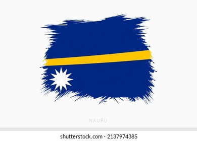 Bandera ondulada de Nauru, bandera de Nauru con grifo abstracto vector sobre fondo gris.