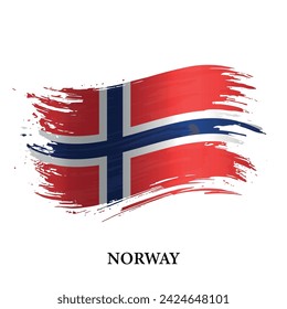 Grunge flag of Norway, brush stroke vector background 