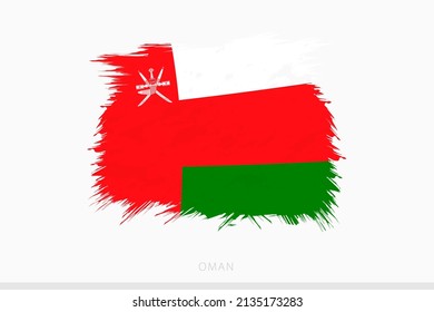 Grunge flag of Oman, vector abstract grunge brushed flag of Oman on gray background.