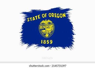Grunge flag of Oregon, vector abstract grunge brushed flag of Oregon on gray background.