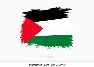 Grunge flag of Palestine, vector abstract grunge brushed flag of Palestine on gray background.