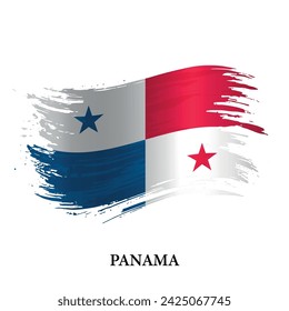 Grunge flag of Panama, brush stroke vector background 