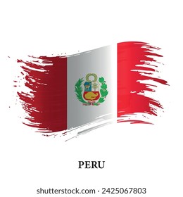 Grunge flag of Peru, brush stroke vector background 