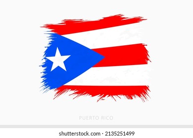 Grunge flag of Puerto Rico, vector abstract grunge brushed flag of Puerto Rico on gray background.