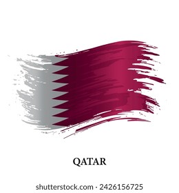 Grunge flag of Qatar, brush stroke vector background 