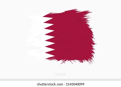 Grunge flag of Qatar, vector abstract grunge brushed flag of Qatar on gray background.