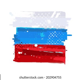 Grunge flag of Russia on white