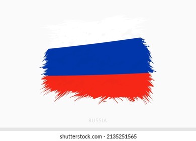 Bandera ondulada de Rusia, vector de bandera abstracta estampada de Rusia sobre fondo gris.