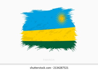 Grunge flag of Rwanda, vector abstract grunge brushed flag of Rwanda on gray background.