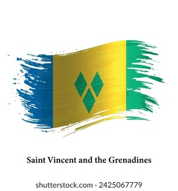 Grunge flag of Saint Vincent and the Grenadines, brush stroke vector background 