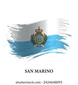 Grunge flag of San Marino, brush stroke vector background 