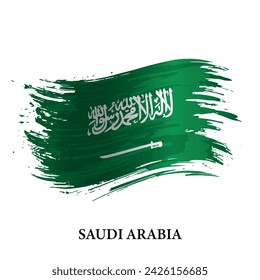 Grunge flag of Saudi Arabia, brush stroke vector background 