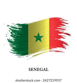 Grunge flag of Senegal, brush stroke vector background 