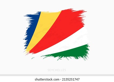 Grunge flag of Seychelles, vector abstract grunge brushed flag of Seychelles on gray background.