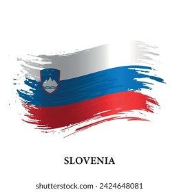 Grunge flag of Slovenia, brush stroke vector background 