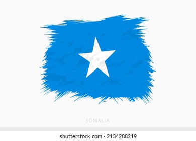 Grunge flag of Somalia, vector abstract grunge brushed flag of Somalia on gray background.