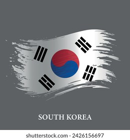 Bandera del grunge de Corea del Sur, fondo del vector del trazo del pincel 