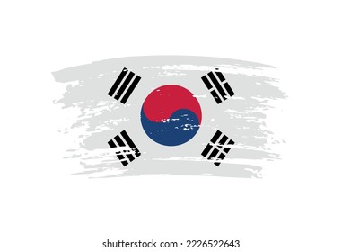 Grunge flag of South Korea.Brush stroke Korean flag.Vector.