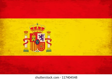 Grunge Flag of Spain with Emblem
