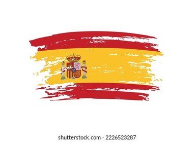Grunge flag of Spain.Brush stroke Spanish flag.Vector.