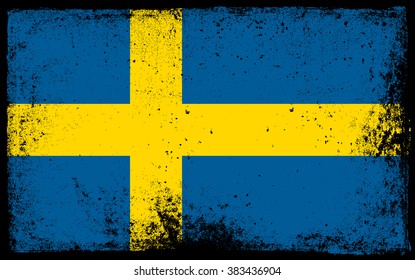 Grunge flag of Sweden.Vector illustration.