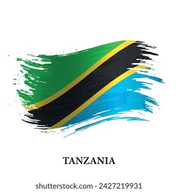 Grunge flag of Tanzania, brush stroke vector background 