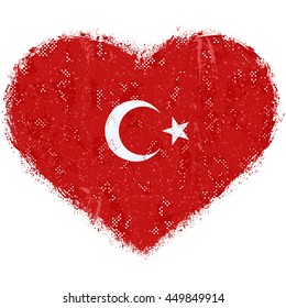 Grunge flag of Turkey in heart.