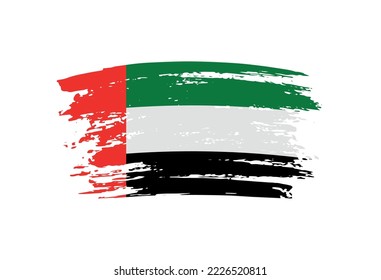 Grunge flag of UAE.Brush stroke UAE flag.Vector.