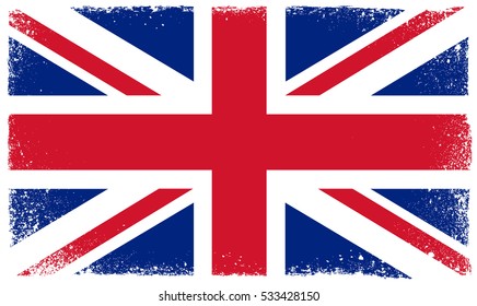 Grunge flag of UK.Old British flag.
