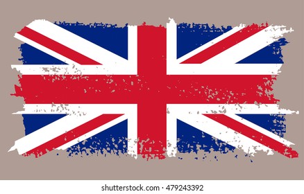 Grunge flag of UK.Old British flag.Vector.