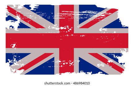 Grunge flag of UK.Old British flag.Vector.
