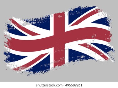 Grunge flag of UK.Old British flag.Vector 