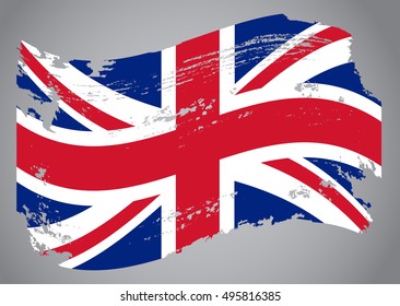 Grunge flag of UK.Old British flag.Vector 