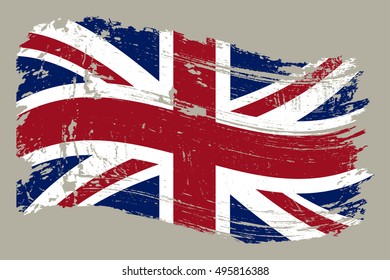 Grunge flag of UK.Old British flag.Vector 