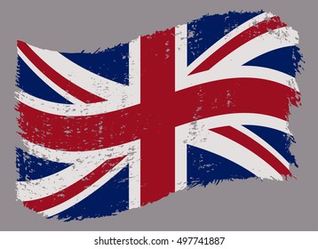 Grunge flag of UK.British flag.Vector template.