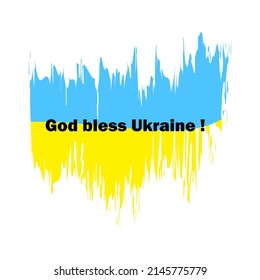 Grunge flag of Ukraine. God bless Ukraine. Support ukraine sign. Peace symbol. Help ukraine. Vector illustration. stock image. 