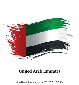 Grunge flag of United Arab Emirates, brush stroke vector background 