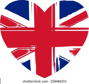 Grunge flag of the United Kingdom in heart shape