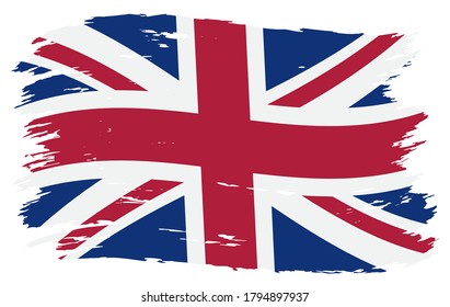 Grunge flag of the United Kingdom. Vector old British flag.