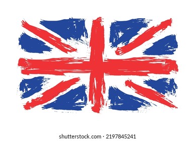 Grunge flag of United Kingdom.Brush painted British flag.